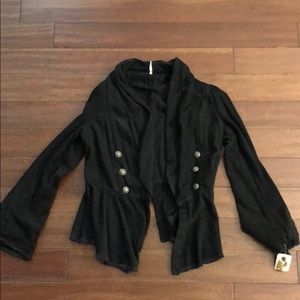 Black Denim Button Jacket